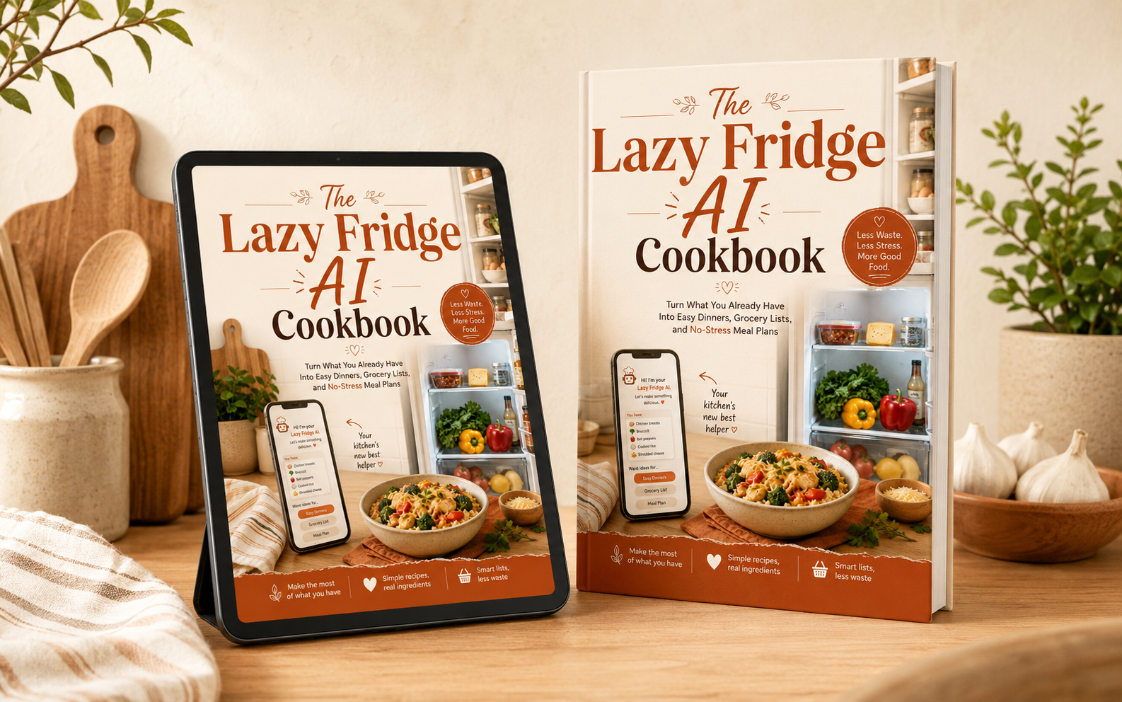 The Lazy Fridge AI Cookbook on a tablet